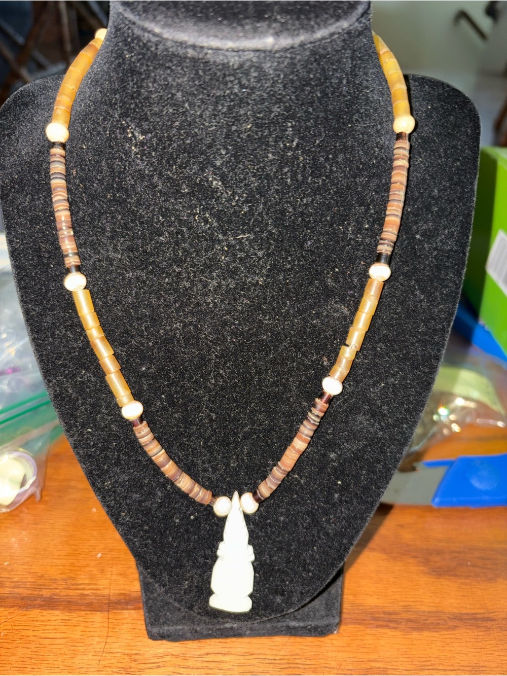 Heishi bone necklace 11 inches made by me
